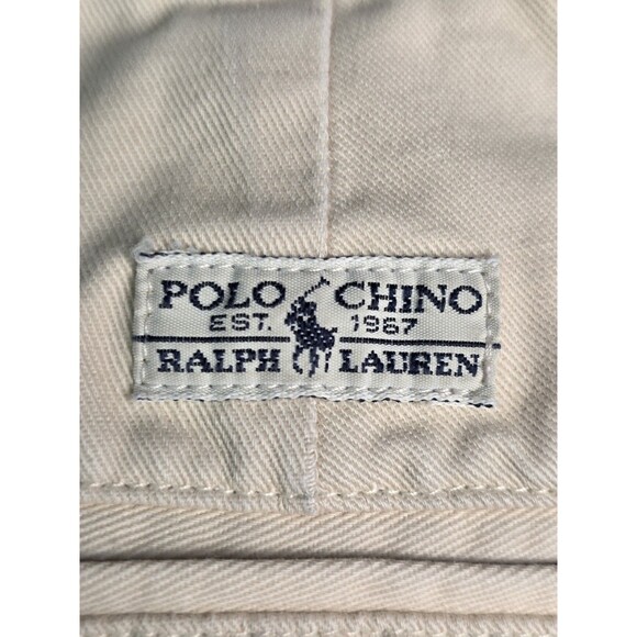 Polo Ralph Lauren Chino Flat Front Cotton Men's 33 Shorts khaki (bleach stain) - Picture 9 of 9